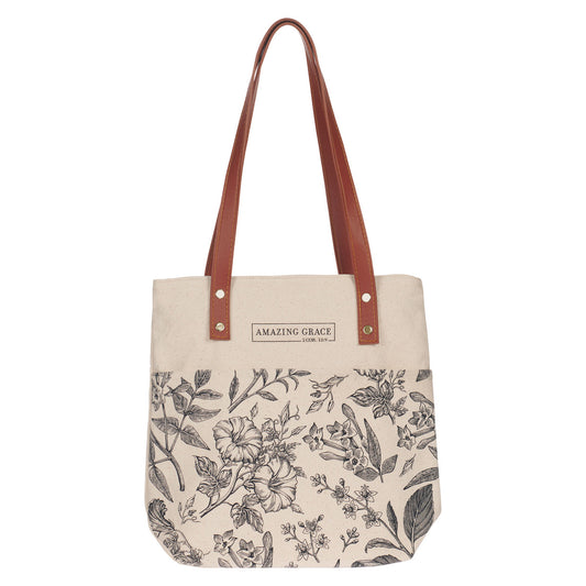 Amazing Grace Natural Canvas Tote Bag - 2 Corinthians 12:9 - The Christian Gift Company