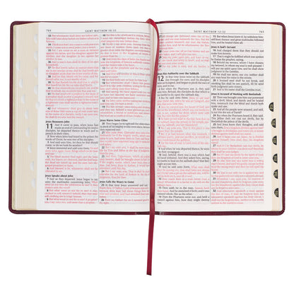 Burgundy Cross Faux Leather Large Print Thinline King James Version Bible with Thumb Index