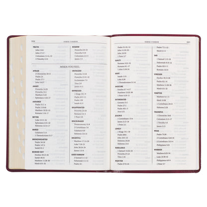 Burgundy Cross Faux Leather Large Print Thinline King James Version Bible with Thumb Index