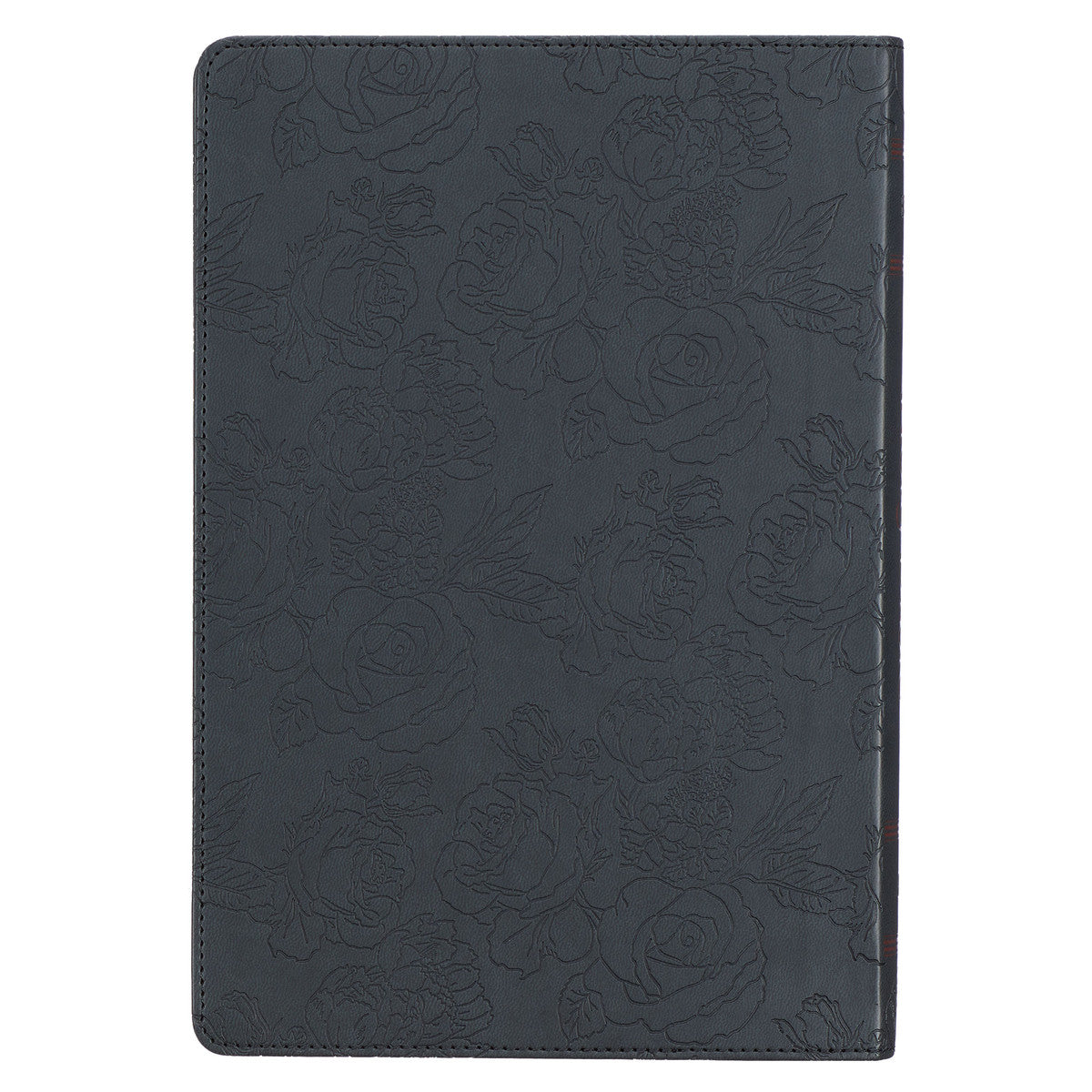 Floral Black Faux Leather Large Print Thinline King James Version Bible with Thumb Index