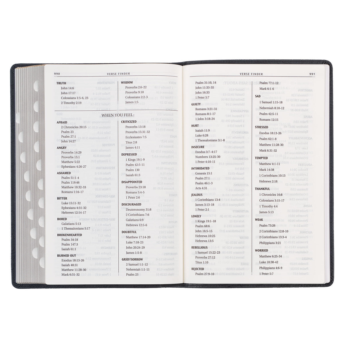 Floral Black Faux Leather Large Print Thinline King James Version Bible with Thumb Index