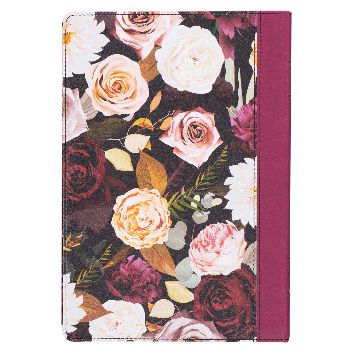 Black and Burgundy Floral Faux Leather Large Print Thinline King James Version Bible with Thumb Index