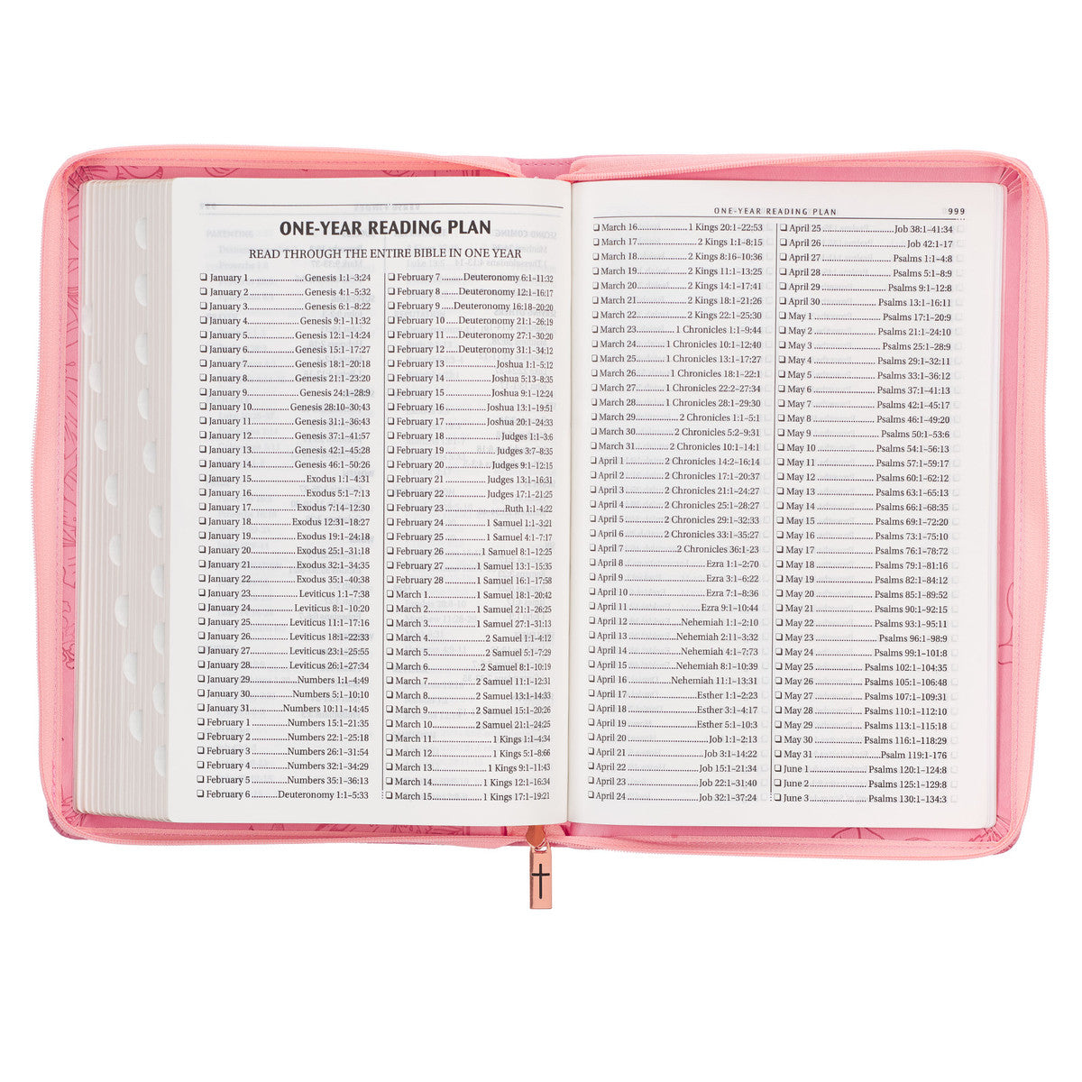 Sunrise Pink Faux Leather Large Print Thinline King James Version Bible with Zippered Closure and Thumb Index