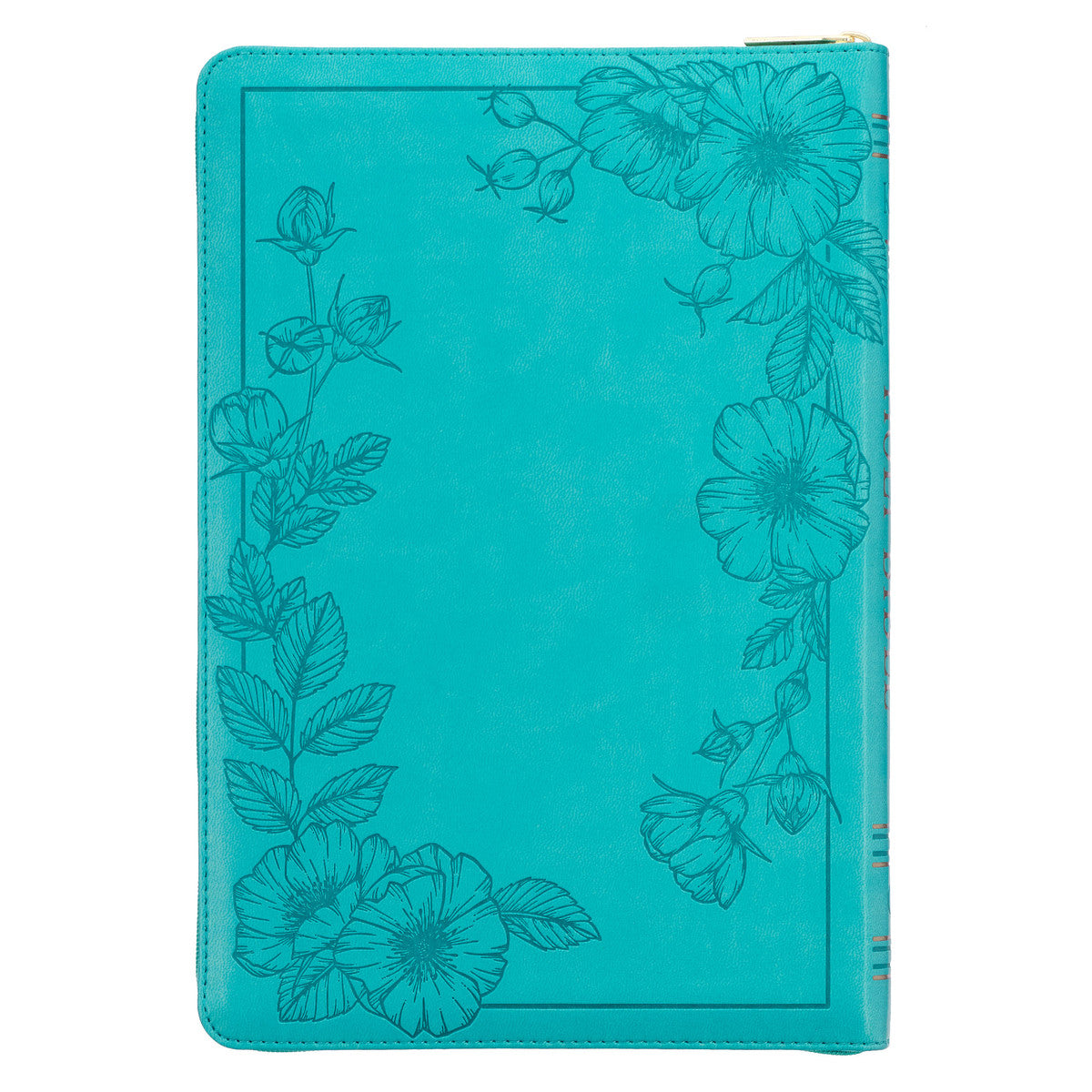 Vibrant Teal Faux Leather Large Print Thinline King James Version Bible with Zippered Closure and Thumb Index