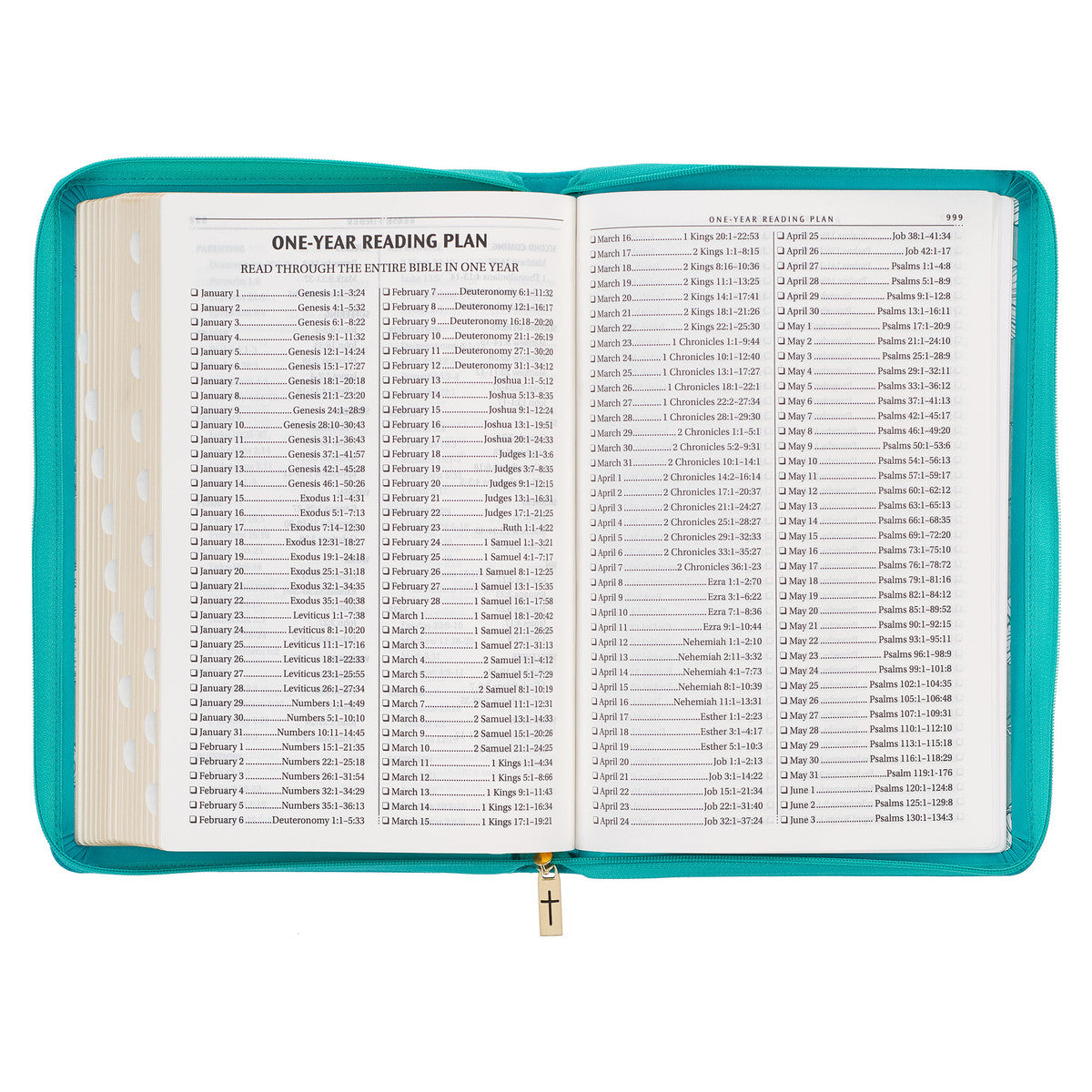 Vibrant Teal Faux Leather Large Print Thinline King James Version Bible with Zippered Closure and Thumb Index