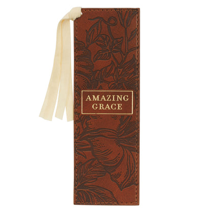 Amazing Grace Honey Brown Faux Leather Bookmark - The Christian Gift Company