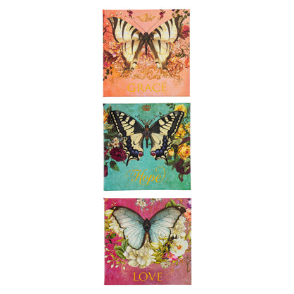 Grace, Faith, Love Secret Garden Butterfly Magnet Set