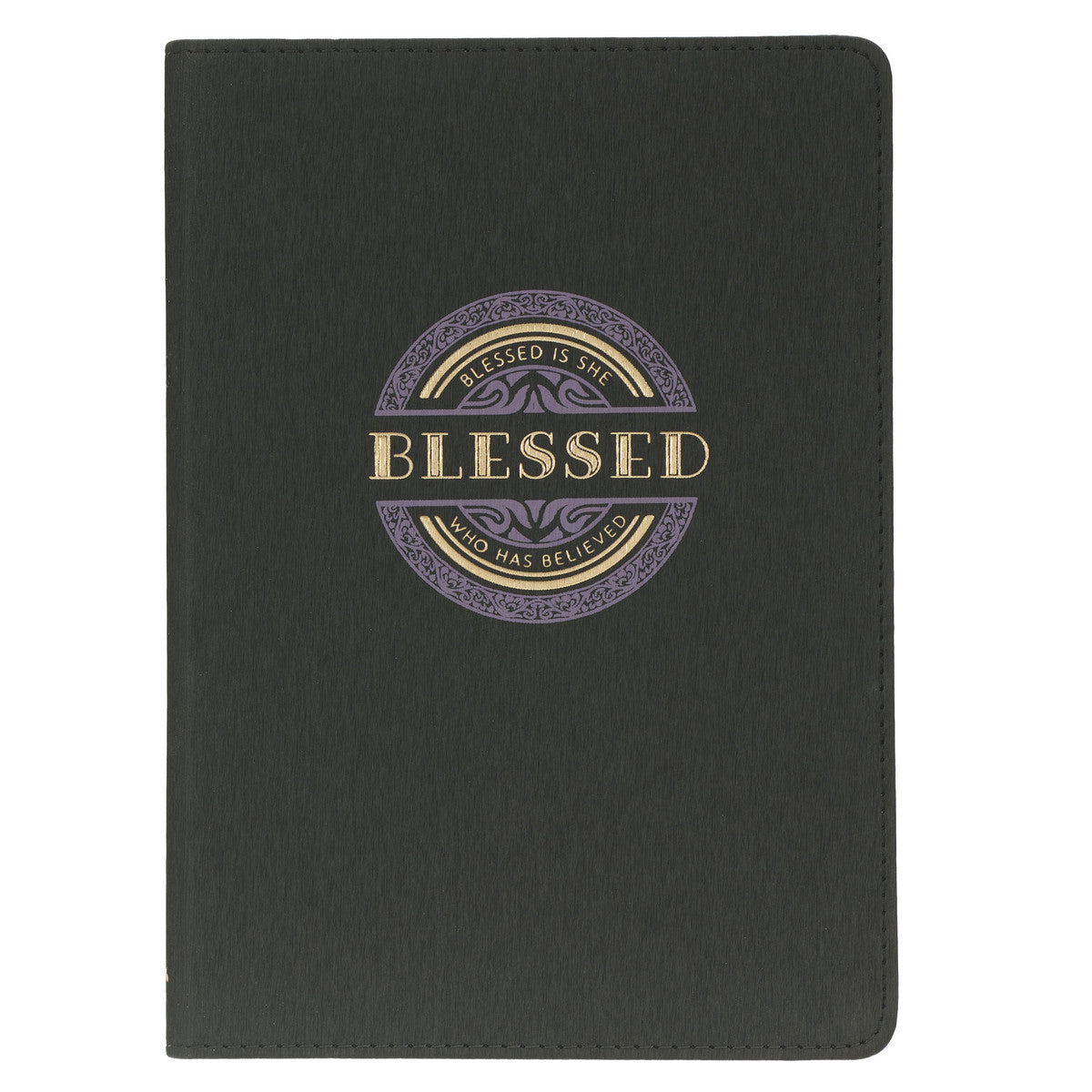 Blessed Charcoal Grey Faux Leather Classic Journal - Luke 1:45