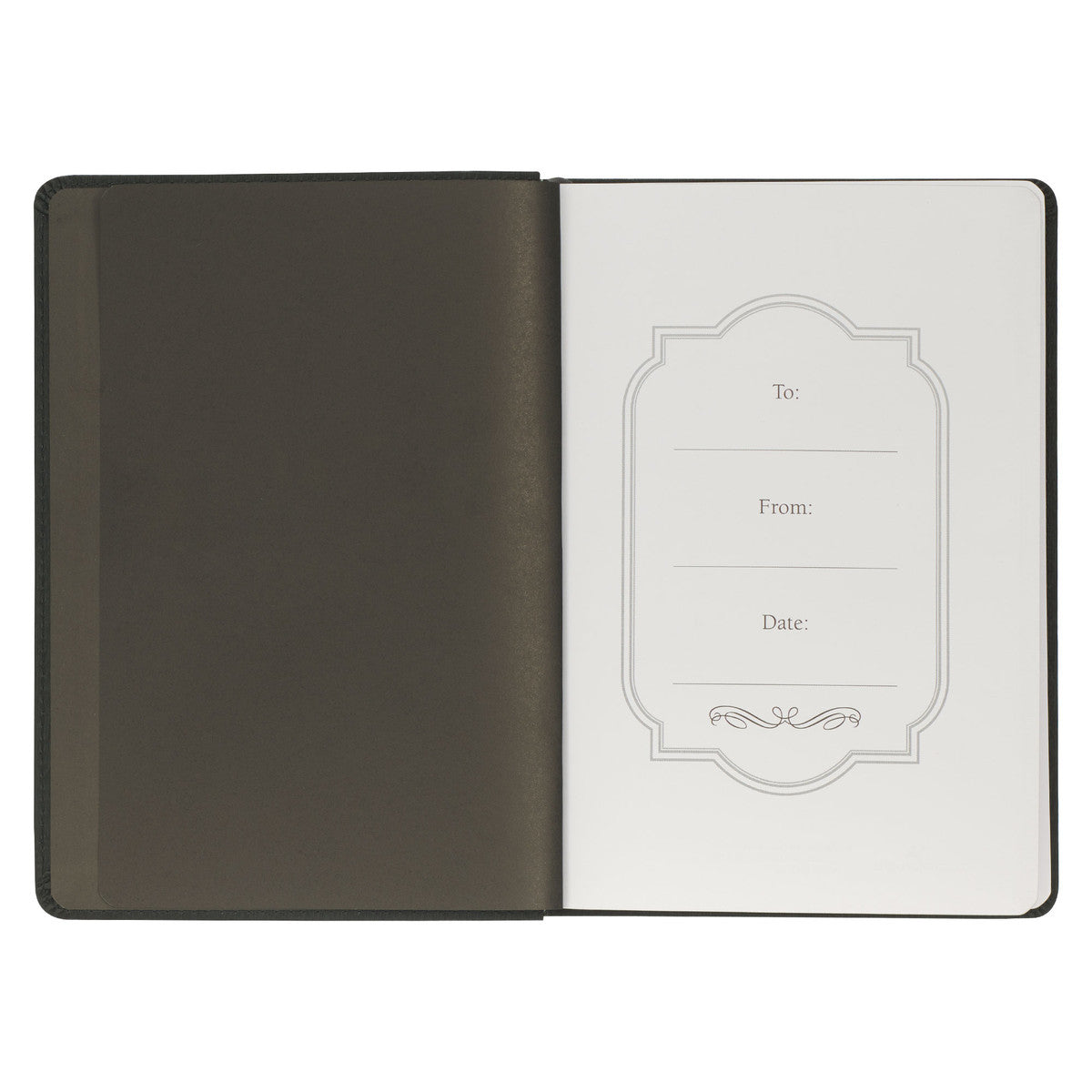 Blessed Charcoal Grey Faux Leather Classic Journal - Luke 1:45