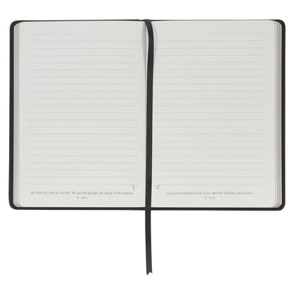 Blessed Charcoal Grey Faux Leather Classic Journal - Luke 1:45