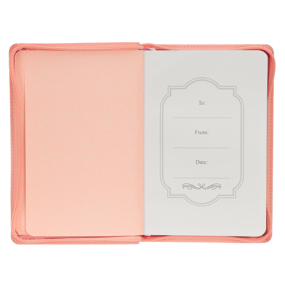 Strength and Dignity Peach Pink Faux Leather Classic Journal with Zipper Closure - Proverbs 31:25