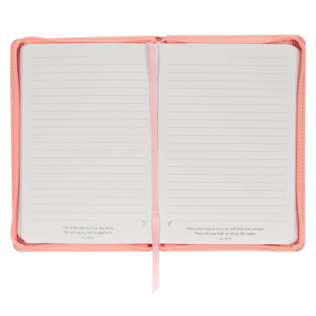 Strength and Dignity Peach Pink Faux Leather Classic Journal with Zipper Closure - Proverbs 31:25