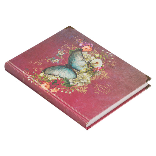 Pink Be Still Butterfly Hardcover Journal - Psalm 46:10