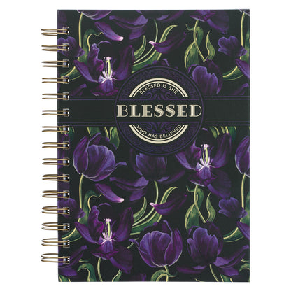 Blessed is She Purple Tulip Large Wirebound Journal - Luke 1:45