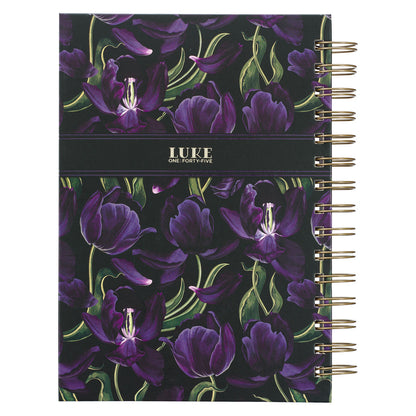 Blessed is She Purple Tulip Large Wirebound Journal - Luke 1:45