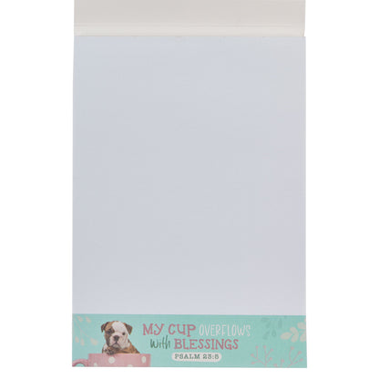 My Cup Overflows Teal Puppy Notepad - Psalm 23:5