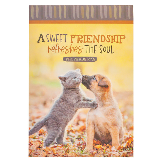 A Sweet Friendship Autumn Puppy and Kitten Notepad - Proverbs 27:9