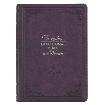 Framed Purple Faux Leather NLT Everyday Devotional Bible for Women