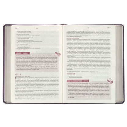 Framed Purple Faux Leather NLT Everyday Devotional Bible for Women