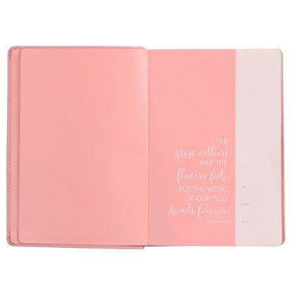 Sunrise Pink Floral Faux Leather NLT Everyday Devotional Bible for Women