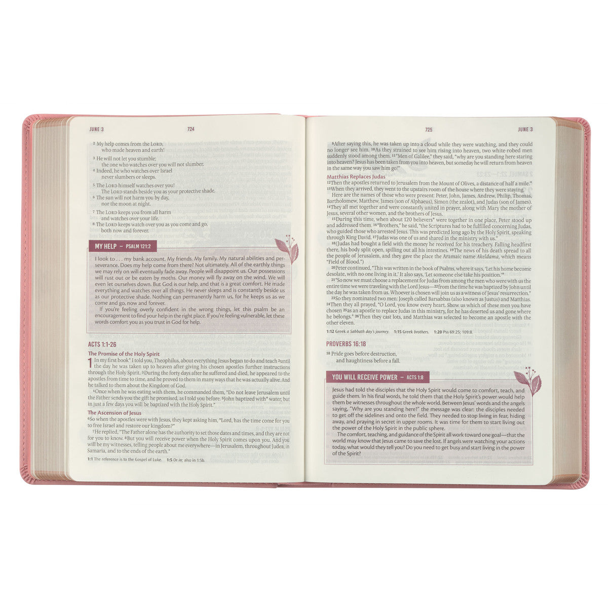 Sunrise Pink Floral Faux Leather NLT Everyday Devotional Bible for Women