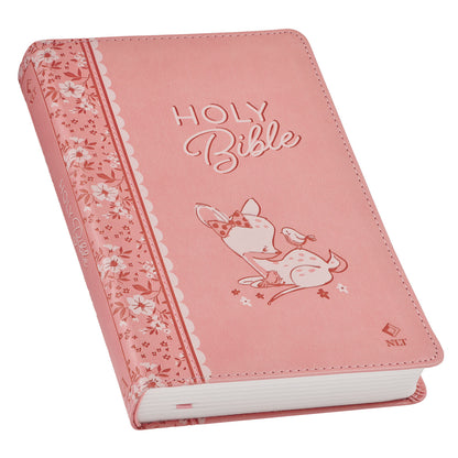 Pink Faux Leather NLT Baby Keepsake Bible for Girls