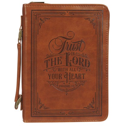 Trust in the Lord Honey-brown Faux Leather Classic Bible Cover - Proverbs 3:5