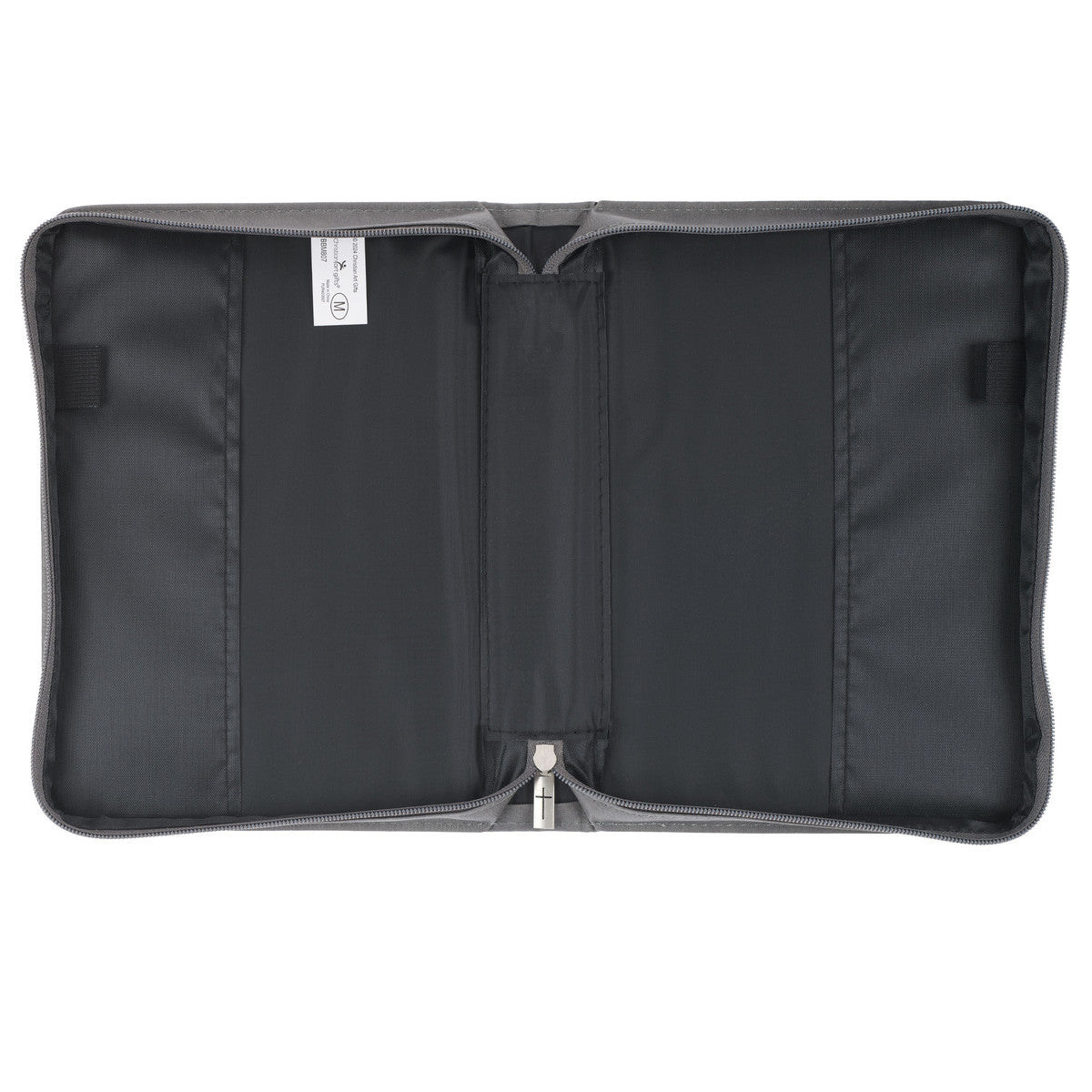 Be Strong in the Lord Grey and Black Faux Leather Classic Bible Cover - Ephesians 6:10 - The Christian Gift Company