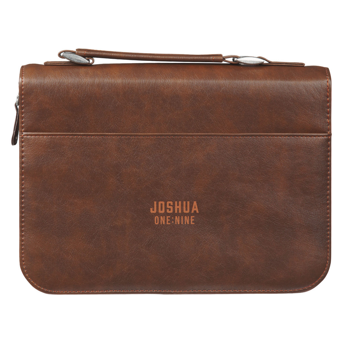 Strength and Courage Honey-brown Faux Leather Classic Bible Cover - Joshua 1:9