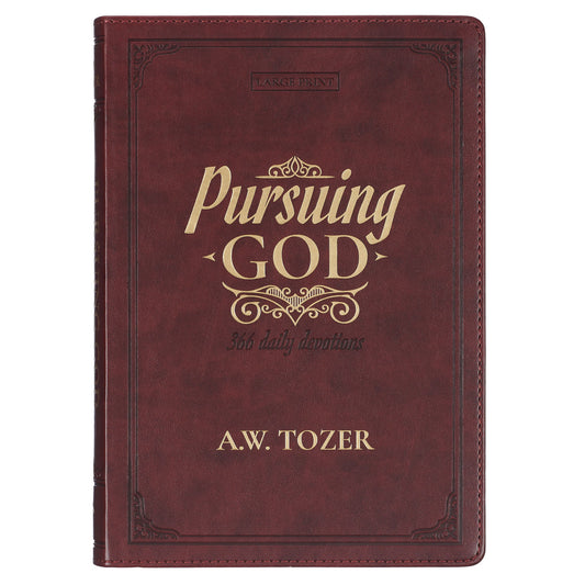 Pursuing God Saddle Tan Faux Leather Devotional Large Print Edition