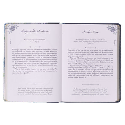 Moments With God For Moms Navy Faux Leather Daily Devotional