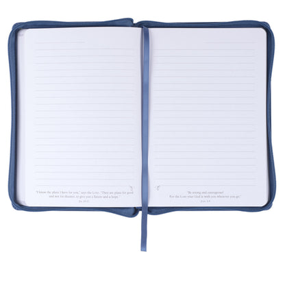 The Lord Will Guide You Blue Faux Leather Classic Journal with Zipper Closure - Isaiah 58:11