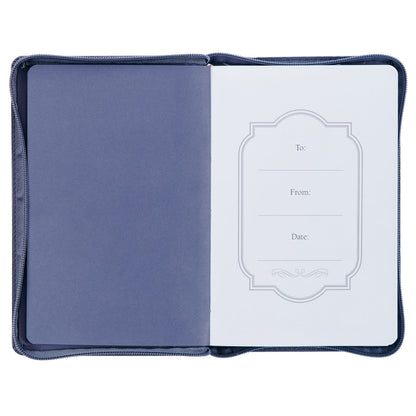 Be Still and Know Midnight Blue Floral Faux Leather Classic Journal with Zipper Closure - Psalm 46:10