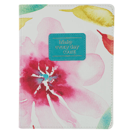 Make Every Day Count Pink Daisies Handy-size Faux Leather Journal - The Christian Gift Company