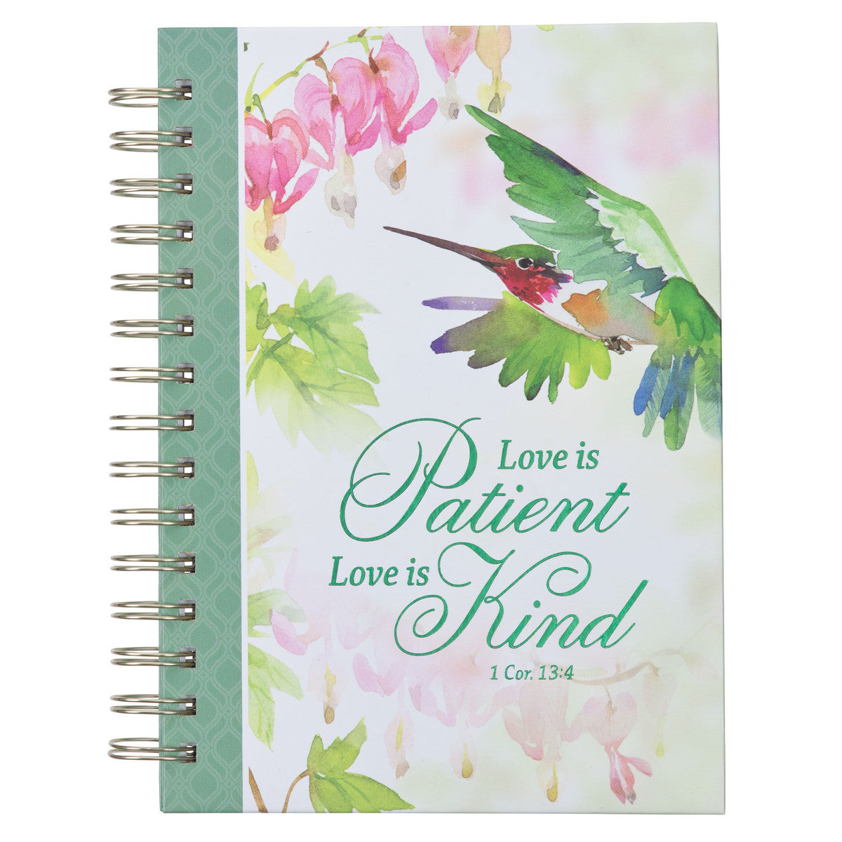 Love is Patient Green Hummingbird Large Wirebound Journal - 1 Corinthians 13:4