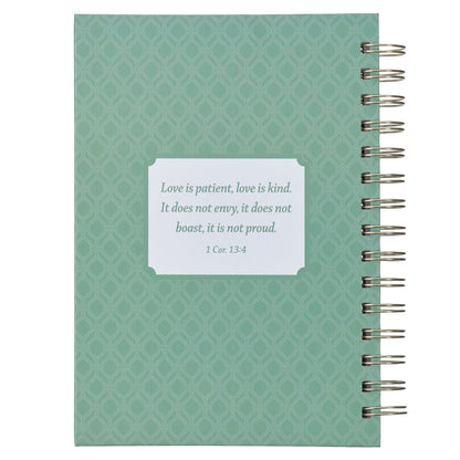 Love is Patient Green Hummingbird Large Wirebound Journal - 1 Corinthians 13:4