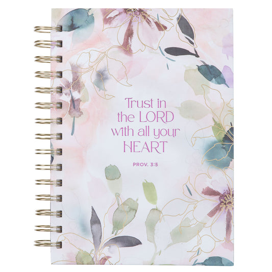 Trust in the Lord Purple Bloom Wirebound Journal - Proverbs 3:5