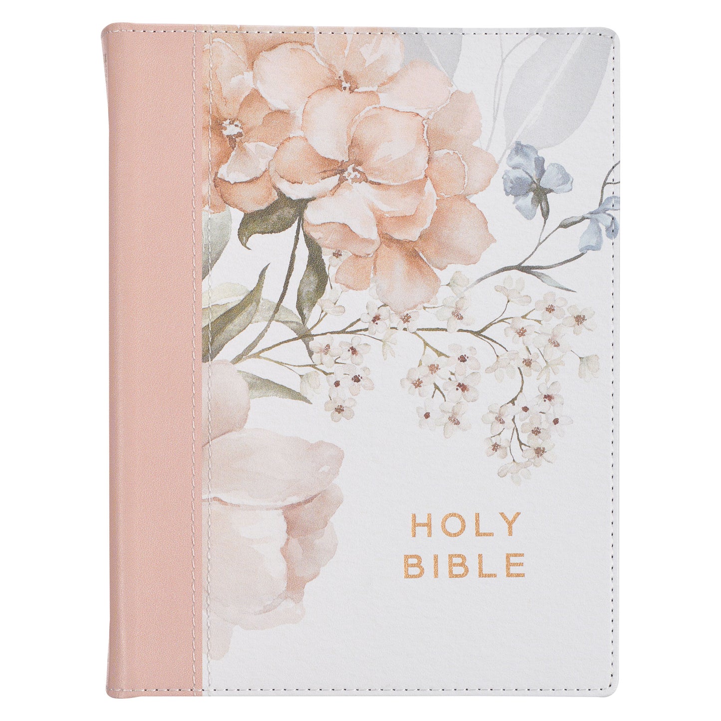 Rosy Coral Floral Faux Leather Hardcover King James Version Note-taking Bible