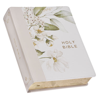 Feather Grey Floral Faux Leather Hardcover King James Version Note-taking Bible