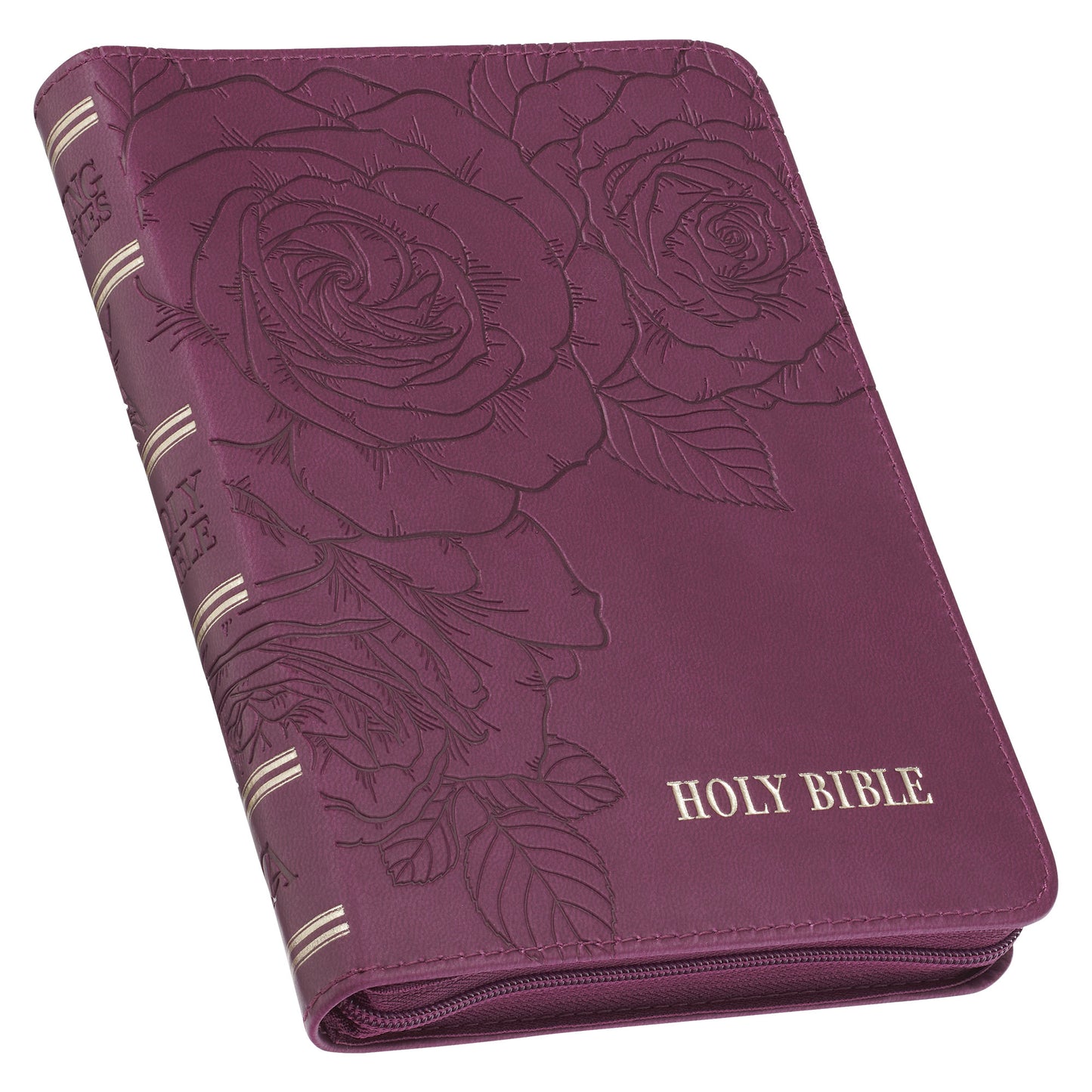 Maroon Faux Leather Compact King James Version Bible with Zipper Closure