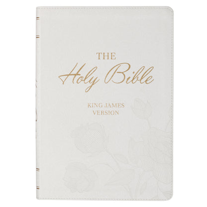 White Faux Leather Super Giant Print King James Version Bible with Thumb Index