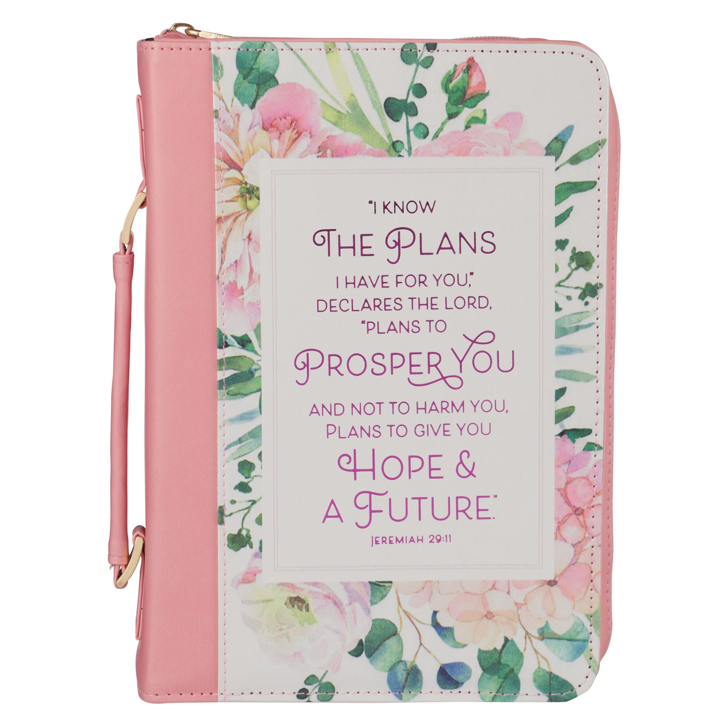 Plans Pink Bouquet Faux Leather Fashion Bible Cover - Jeremiah 29:11 - The Christian Gift Company