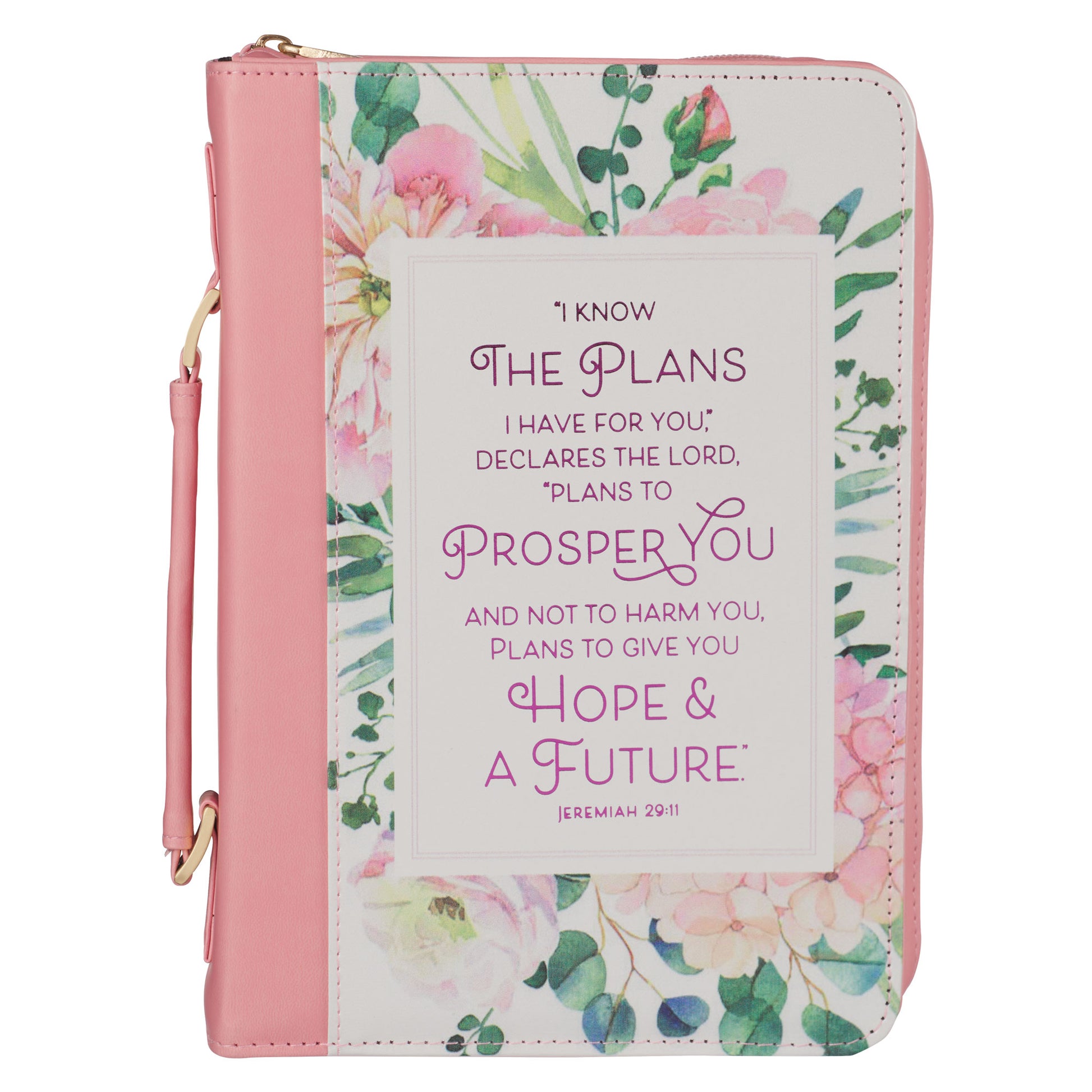 Plans Pink Bouquet Faux Leather Fashion Bible Cover - Jeremiah 29:11 - The Christian Gift Company