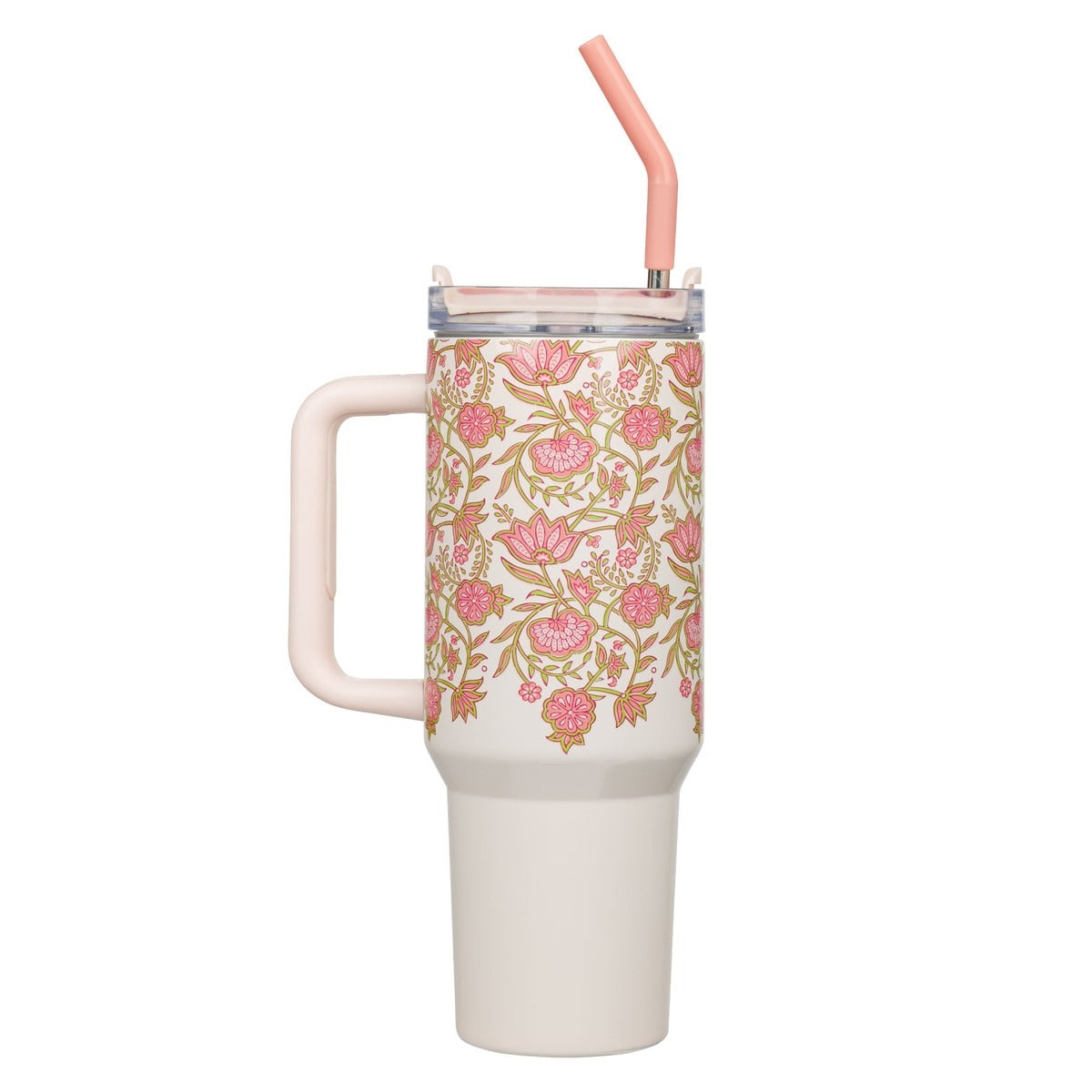 Be Still and Know Pink Spring Floral 40oz Tumbler with Reusable Straw - Psalm 46:10