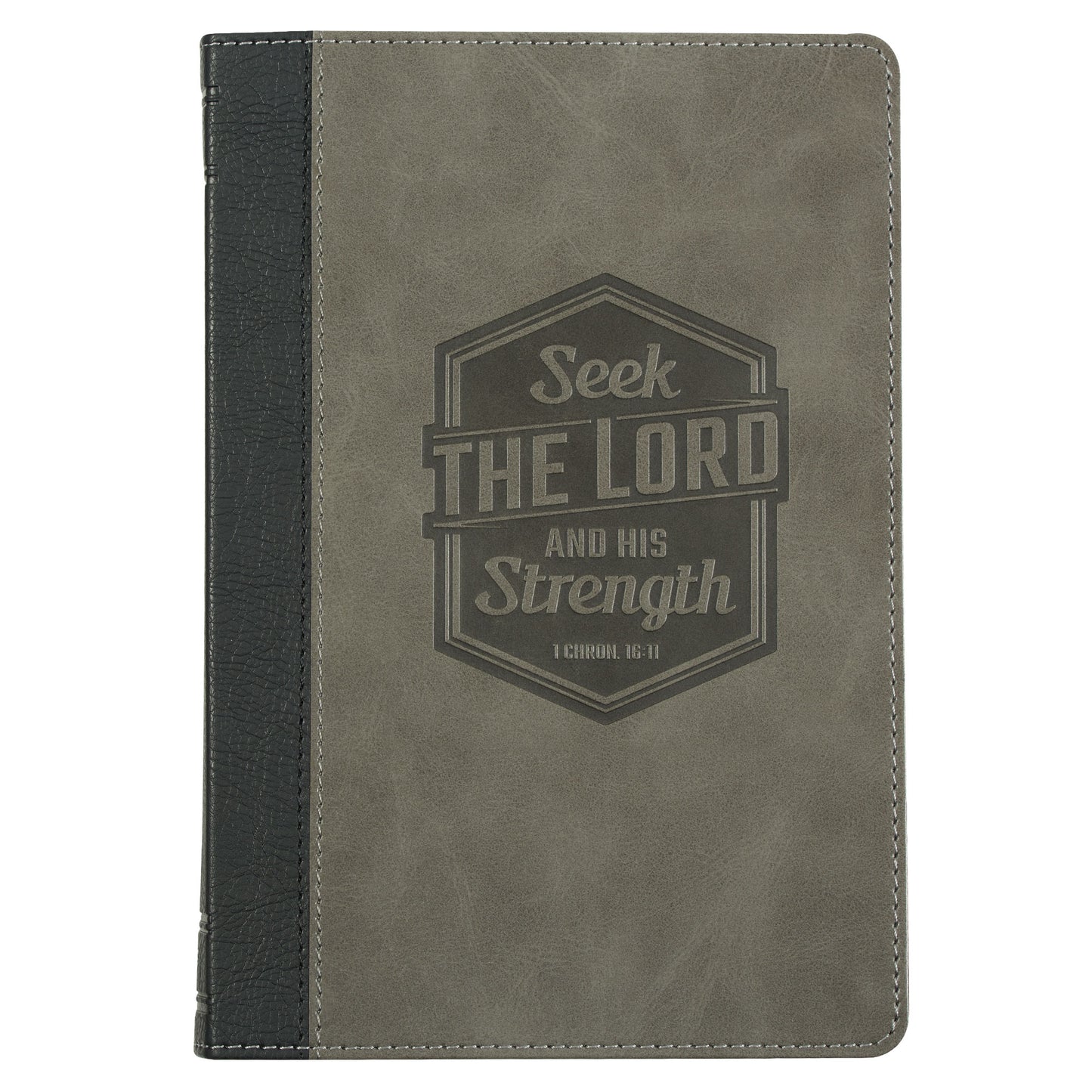 Seek the Lord Black and Grey Faux Leather Classic Journal - 1 Chronicles 16:11