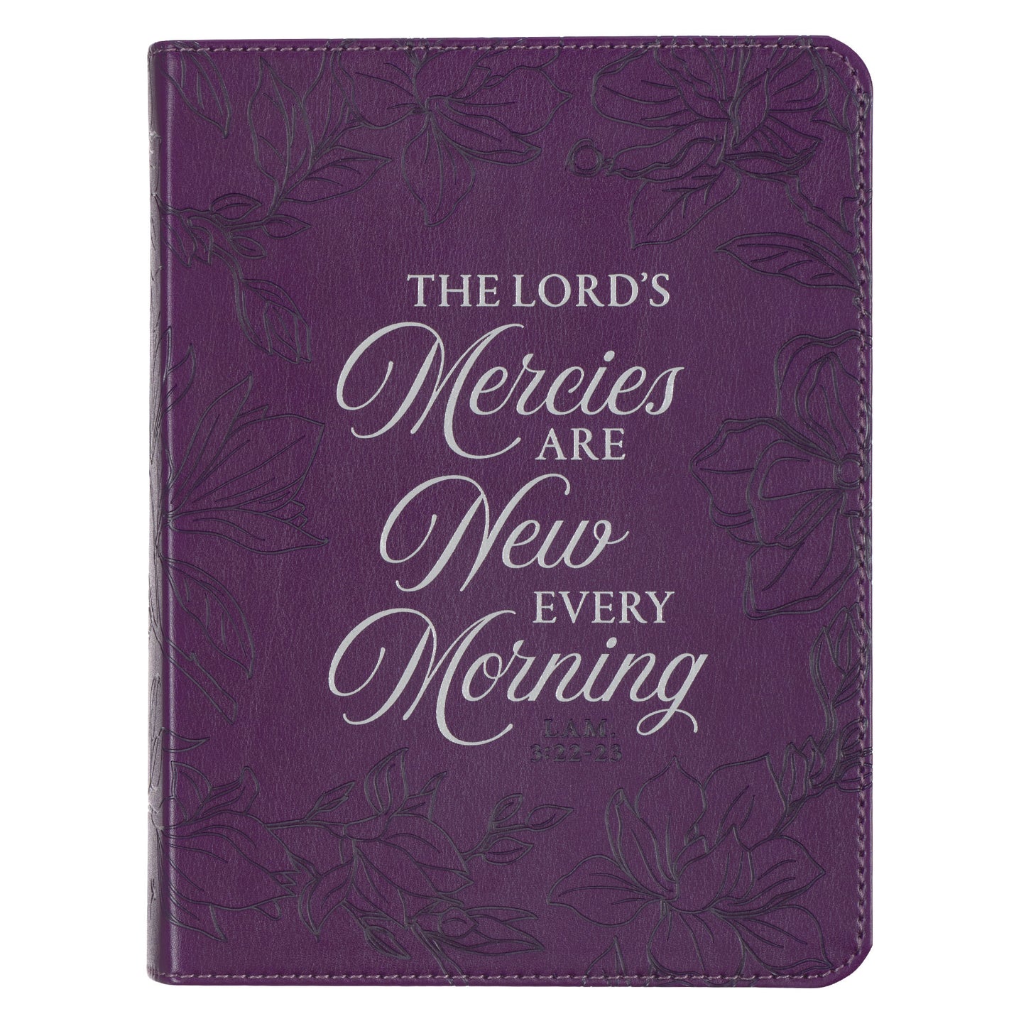 New Mercies Purple Floral Faux Leather Handy-sized Journal - Lamentations 3:22-23