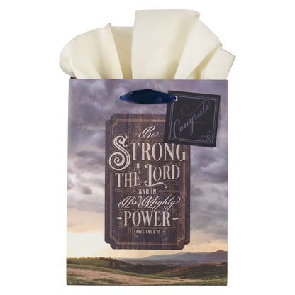 Strong in the Lord New Dawn Medium Gift Bag - Ephesians 6:10 - The Christian Gift Company