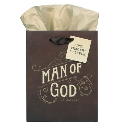 Man of God Brown Medium Gift Bag - 1 Timothy 6:11