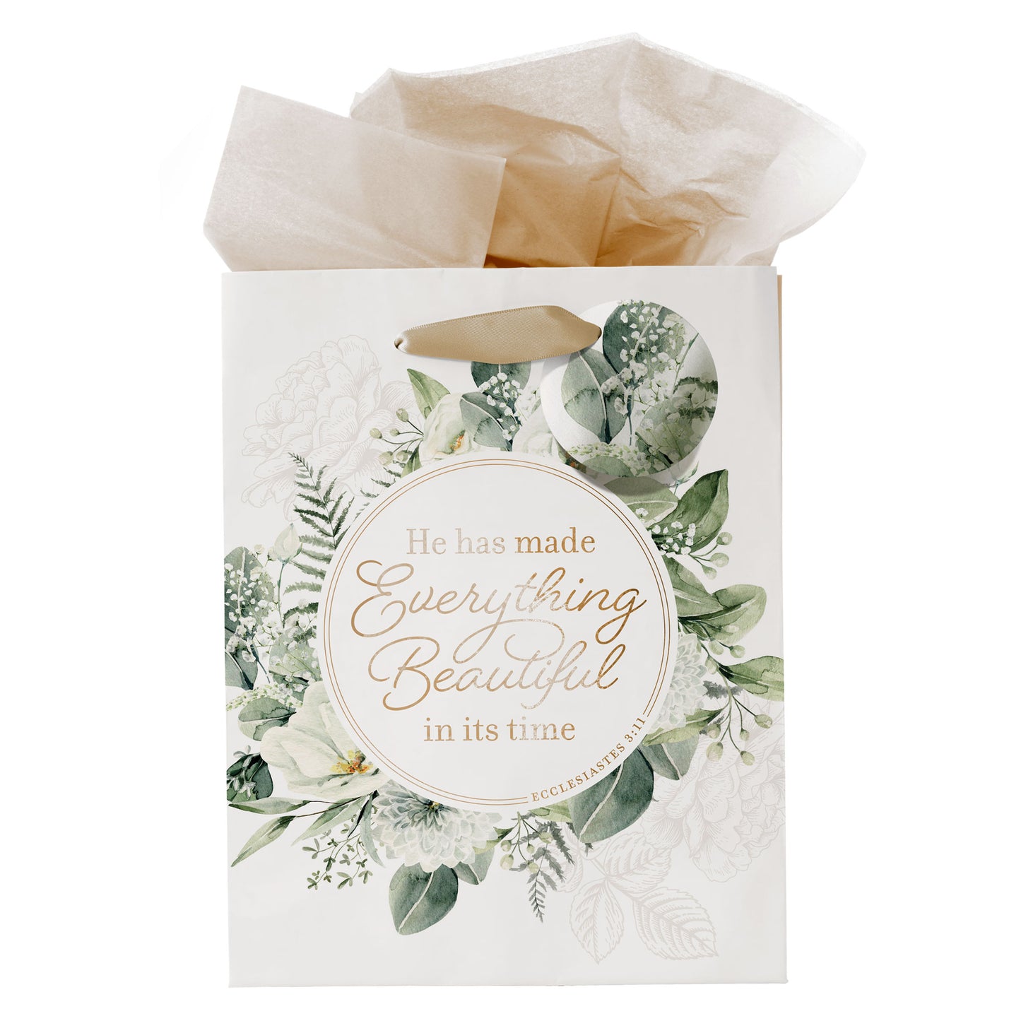 Everything Beautiful Green Wreath Medium Gift Bag - Ecclesiastes 3:11