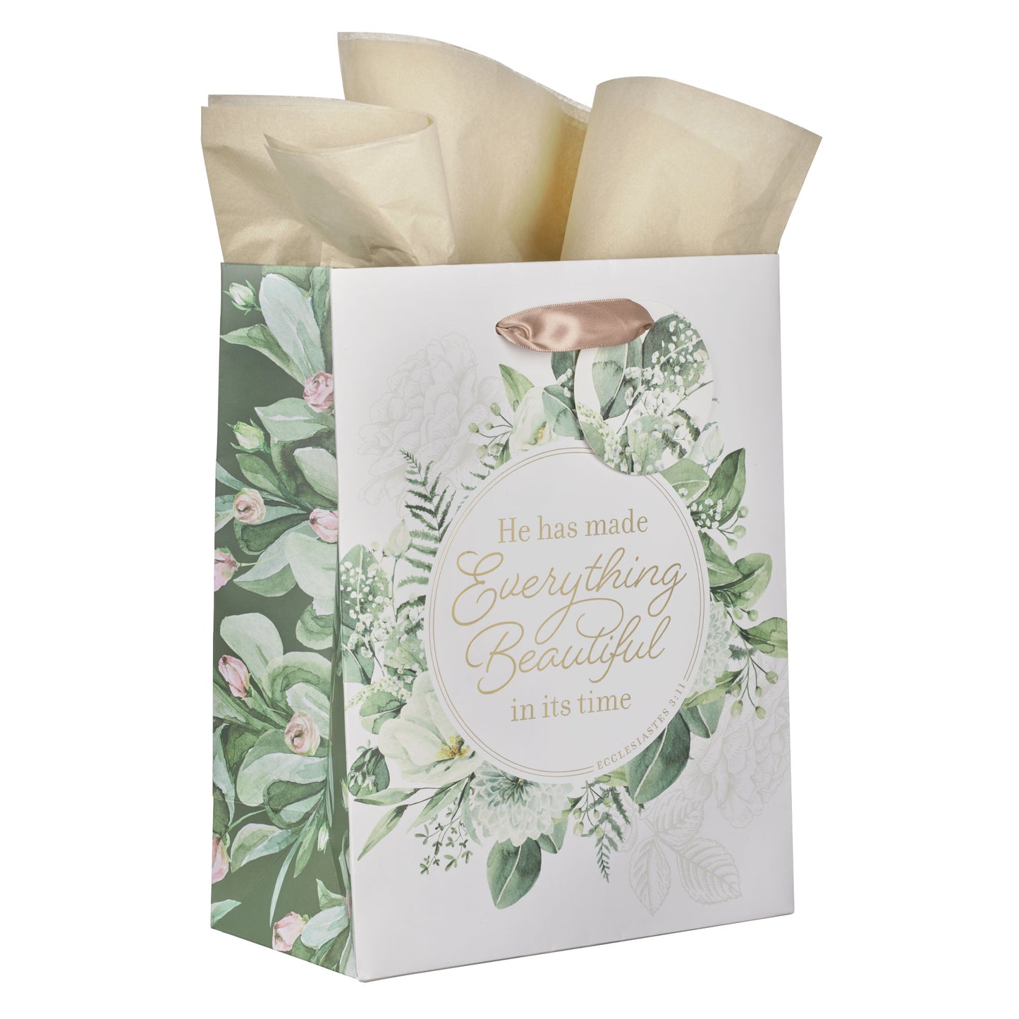 Everything Beautiful Green Wreath Medium Gift Bag - Ecclesiastes 3:11